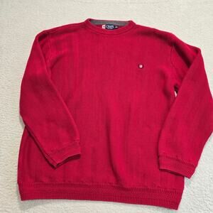 Chaps Men's Red Cable Knit Crew Neck Sweater 100% Cotton Size XL